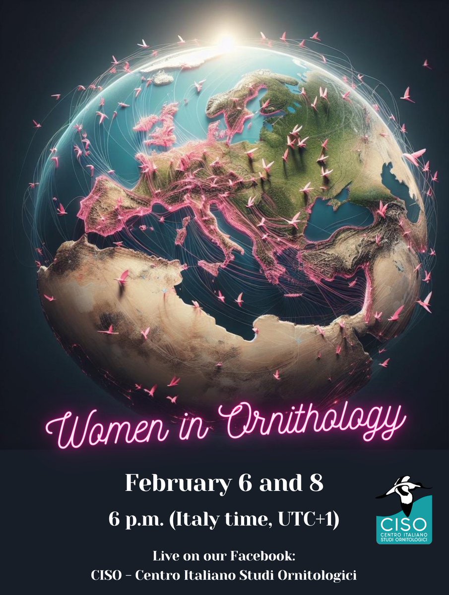 The 2nd edition of "Women in Ornithology" is upcoming! 5 women from all over the world will talk about their work in challenging and culturally diverse environments. Live on our FB page #CISO-Centro Italiano Studi Ornitologici on February, 6. Stay tuned! #WomeninOrnithology
