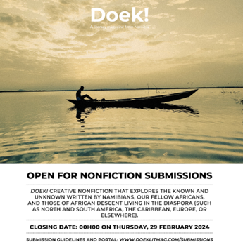 cwfcreatives's tweet photo. Publishing opportunity!

@doeklitmag is seeking nonfiction and visual art submissions from African creatives and those of African descent.

Submit by 29 February.  

Learn more about entering and eligibility👇 https://t.co/ASmabG3rjr https://t.co/Skysl40Vlx
