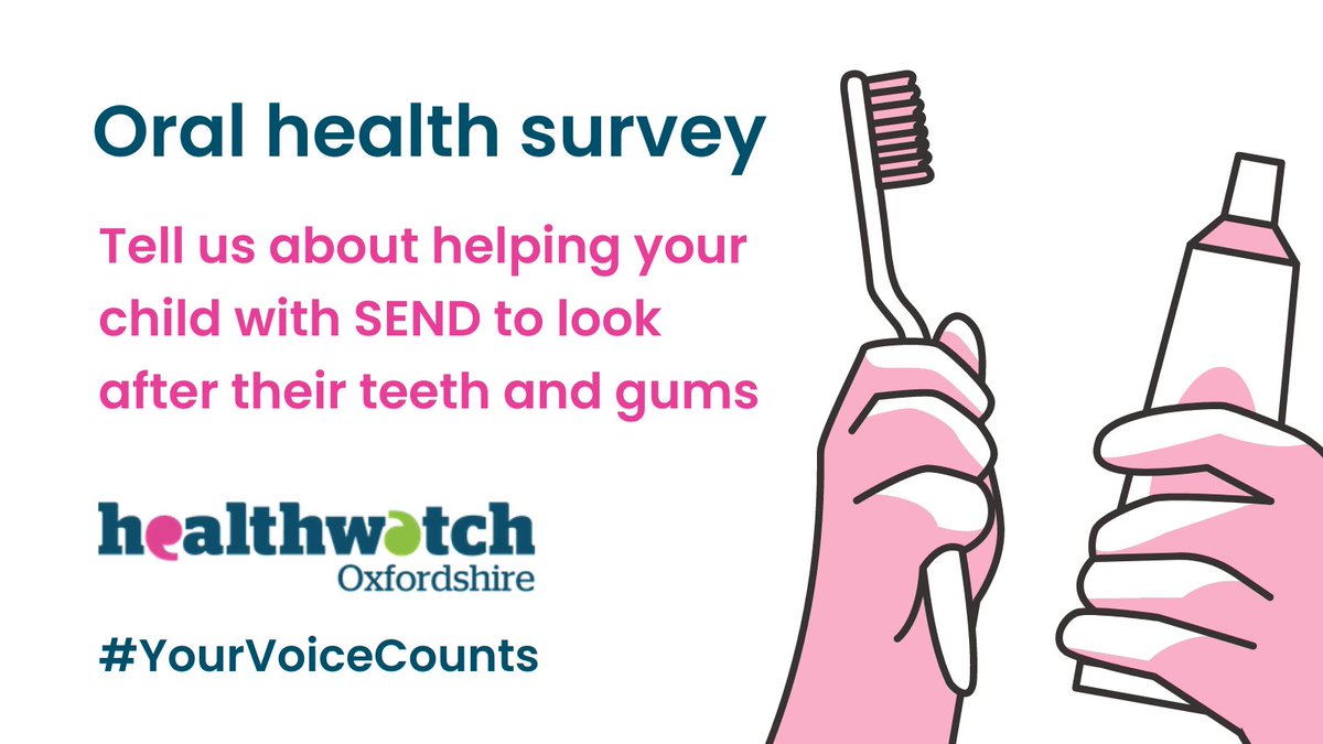 We want to hear from parents and carers of children with special educational needs and disabilities in Oxfordshire about what it is like helping your child to look after their teeth and gums (oral health). Tell us your experiences in our short survey: smartsurvey.co.uk/s/OralHealthan…