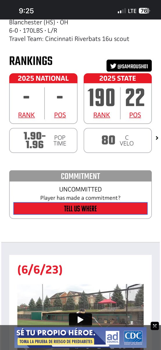 Big thank you to <a href="/PrepBaseballOH/">Prep Baseball Ohio</a> and <a href="/MSJ_Baseball/">MSJ Baseball</a> for hosting a great showcase. Finally got 80 catcher velo and 87 off the mound. Also hit 89.5 Exit Velo. Looking forward to this high school season with <a href="/BlanBaseball22/">Blanchester Wildcat Baseball #TEAM</a> <a href="/Now_D1/">NowD1</a> <a href="/BUncommitted/">Baseball_Uncommitted</a> @BBretweets_ <a href="/TopPreps/">Top Preps #1 Scouting and Promotional Services</a> @Riverbats25_