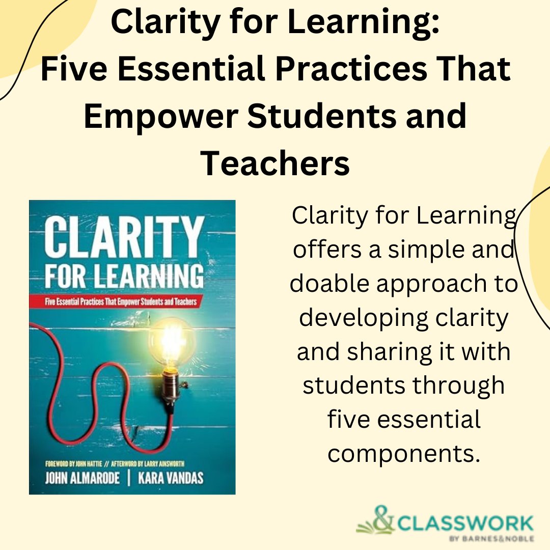 💡Today's #PDMonday is all about Clarity! 💡Clarity for Learning is a book is full of examples from teachers and leaders who have shared their journey, struggles, and successes for readers to use to propel their own work forward. 💡 Get your copy today by talking to #YourBNRep 💡