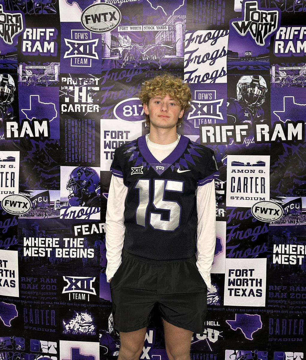 GabrielMorgan26's tweet photo. Thank you for having me @TCUFootball 

@CoachSonnyDykes @TylerOlker @CoachMXKelly 

@BrewerHSFB @RLC550 https://t.co/BbidGe3WWy