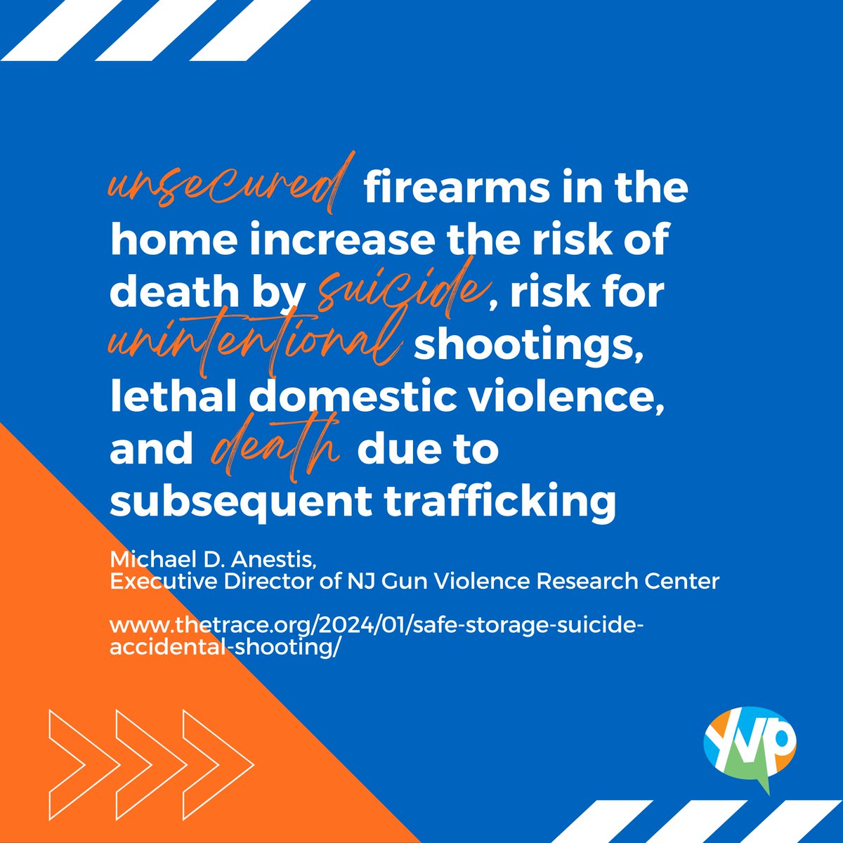 “unsecured firearms in the home increase the risk of death by suicide, risk for unintentional shootings, lethal domestic violence, & death due to subsequent trafficking,” Michael Anestis, @NJGVRC. @teamtrace

Need a gun lock box? Follow @mcyvpc for an announcement tomorrow!