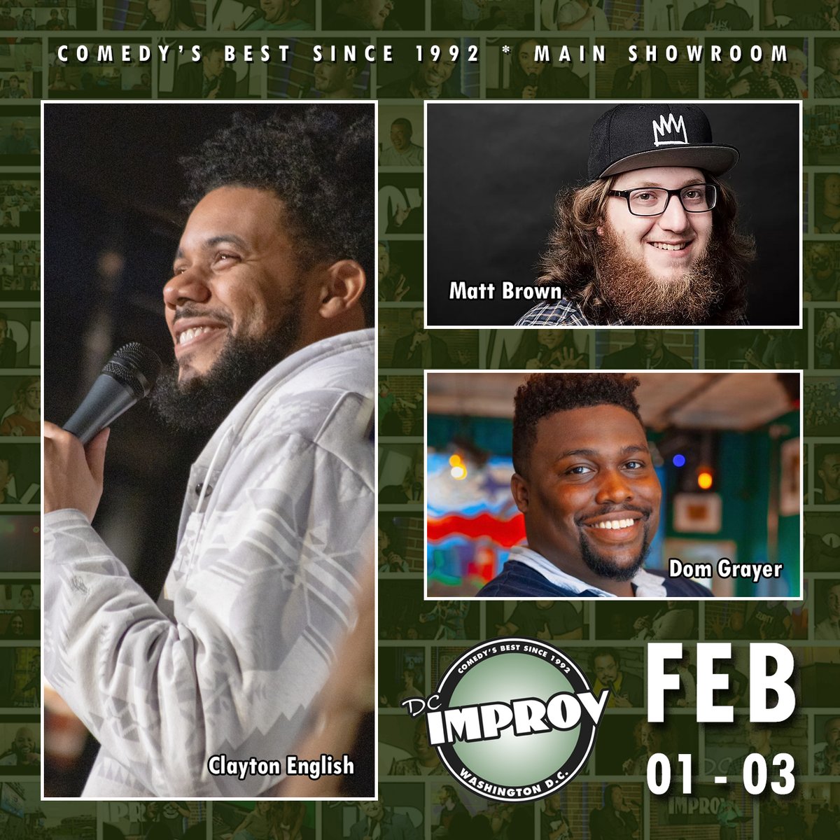 dcimprov's tweet photo. Happy Monday! This week in the main showroom we start with a sold out #PunDMV Wednesday. Then @ClaytonEnglish headlines Thursday through Saturday.
Sunday, you can enjoy drag and comedy brunch, or the return of #ComedyKumite in the evening. https://t.co/Yrn7avYQrU