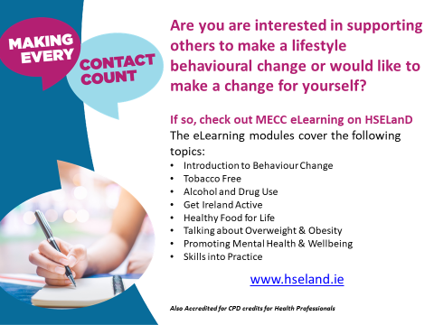 YourHealth&WellbeingSE (@yourhwbse) on Twitter photo Are you are interested in supporting others to make a lifestyle behavioural change or would like to make a change for yourself? Check out MECC on hseland
<a href="/SouthEastCH/">HSE/SECH (now part of HSE Dublin and South East)</a>
#MECC Are you are interested in supporting others to make a lifestyle behavioural change or would like to make a change for yourself? Check out MECC on hseland
<a href="/SouthEastCH/">HSE/SECH (now part of HSE Dublin and South East)</a>
#MECC