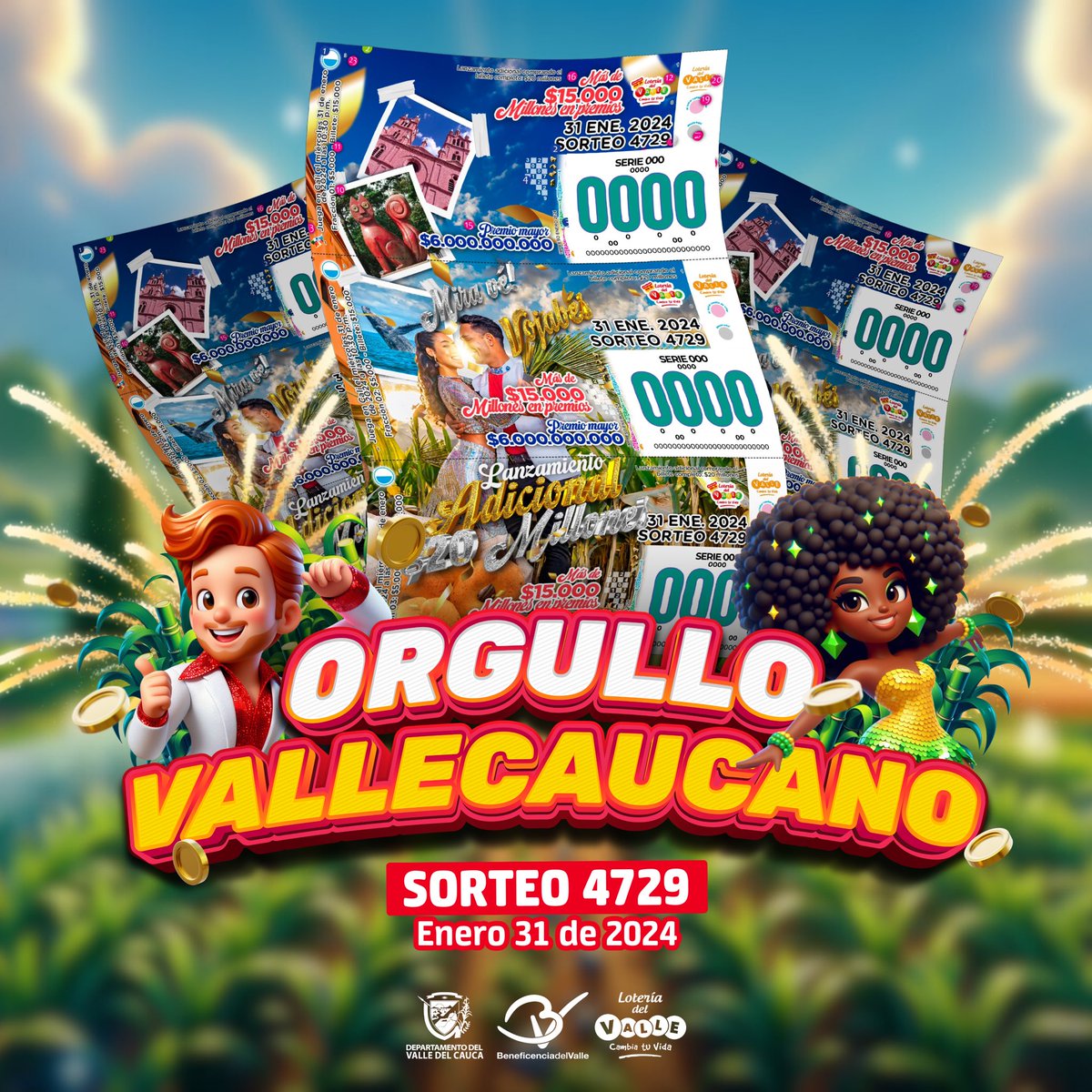 loteriadelvalle's tweet photo. El orgullo vallecaucano nos define, y nuestra Lotería del Valle es prueba de ello, por eso te invitamos a celebrar este miércoles 31 de enero el sorteo 4729. 

Dale la oportunidad al cambio en tu vida, ¡anímate, juega y gana! https://t.co/DybWofKzo6