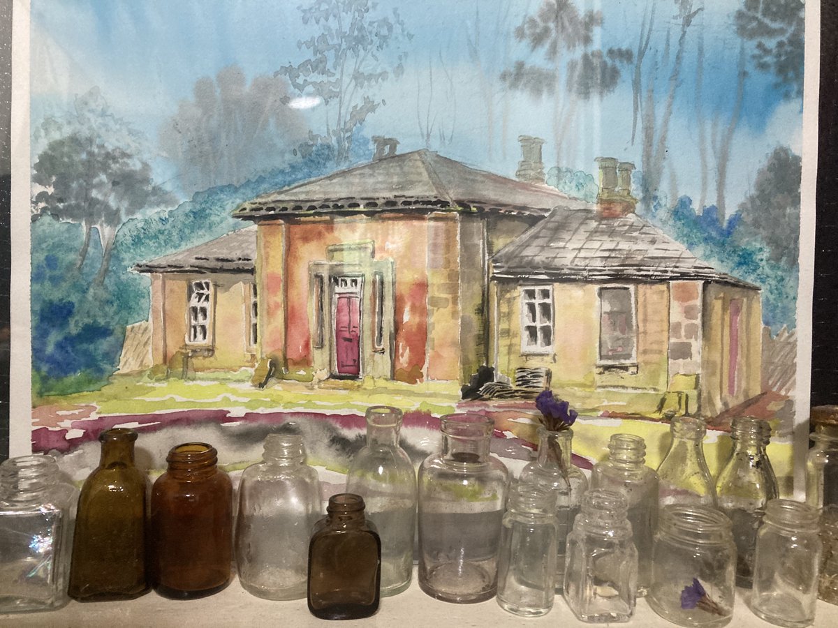 paulaannev's tweet photo. Some of my old bottle collection with one of my paintings. I found all of them on bottle-hunting trips. These are the smallest ones. Hope all are well. xxx #BottleCollecting #OldBottles #Collecting #Painting https://t.co/W0uP7K7uNW