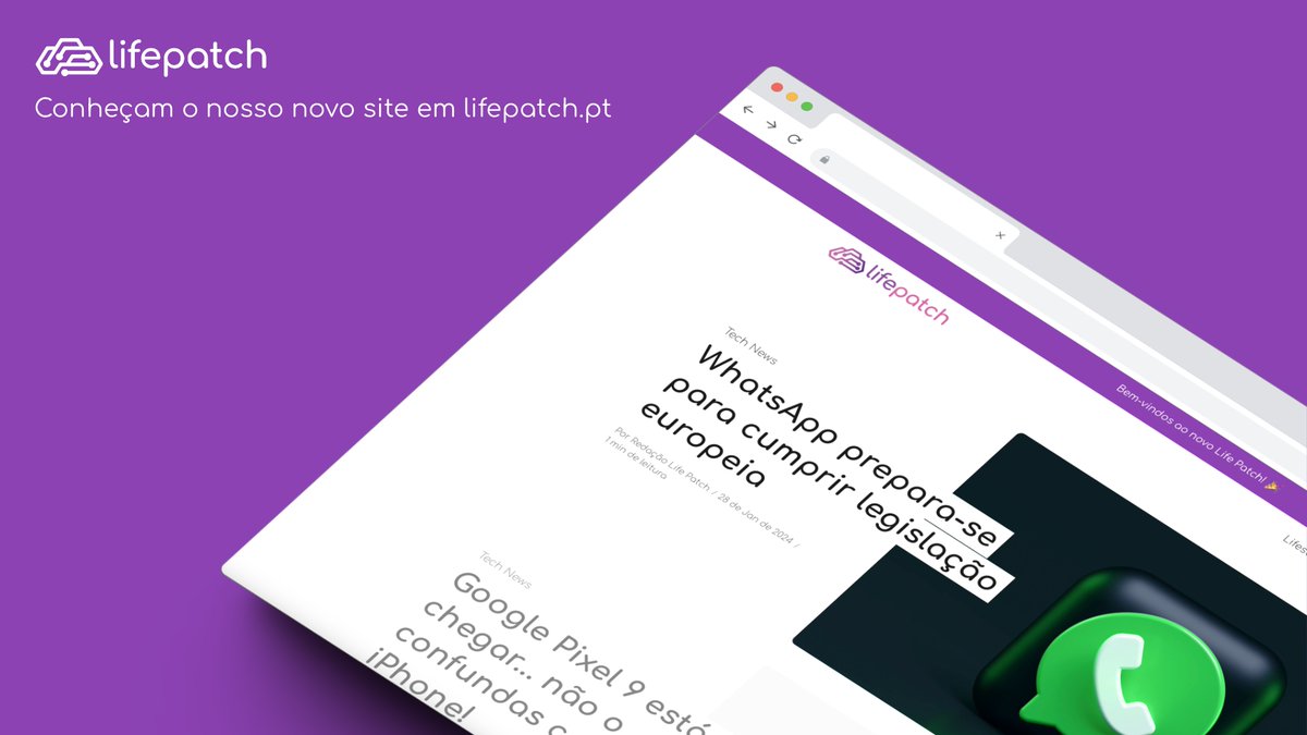 lifepatchpt's tweet photo. Está online o novo Life Patch. O teu site de tecnologia fora da caixa está de volta! Venham conhecer as novidades em https://t.co/E1z7EIRCTh 🎉 https://t.co/gYdjBC74Ct