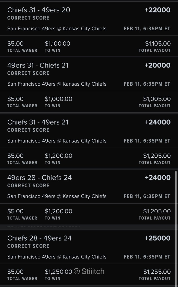 In honor of the #TakeFlight hard knocks episode and the miss posting of the chiefs at the top of this screen … plus a “basic score” wager. These odds are absurd and for 5 coffees … I’ll take my chances #NFL #NFLPlus #NFLextra #HardKnocks #KCvsBAL #KCvsSANFRAN #SuperBowlLVIII