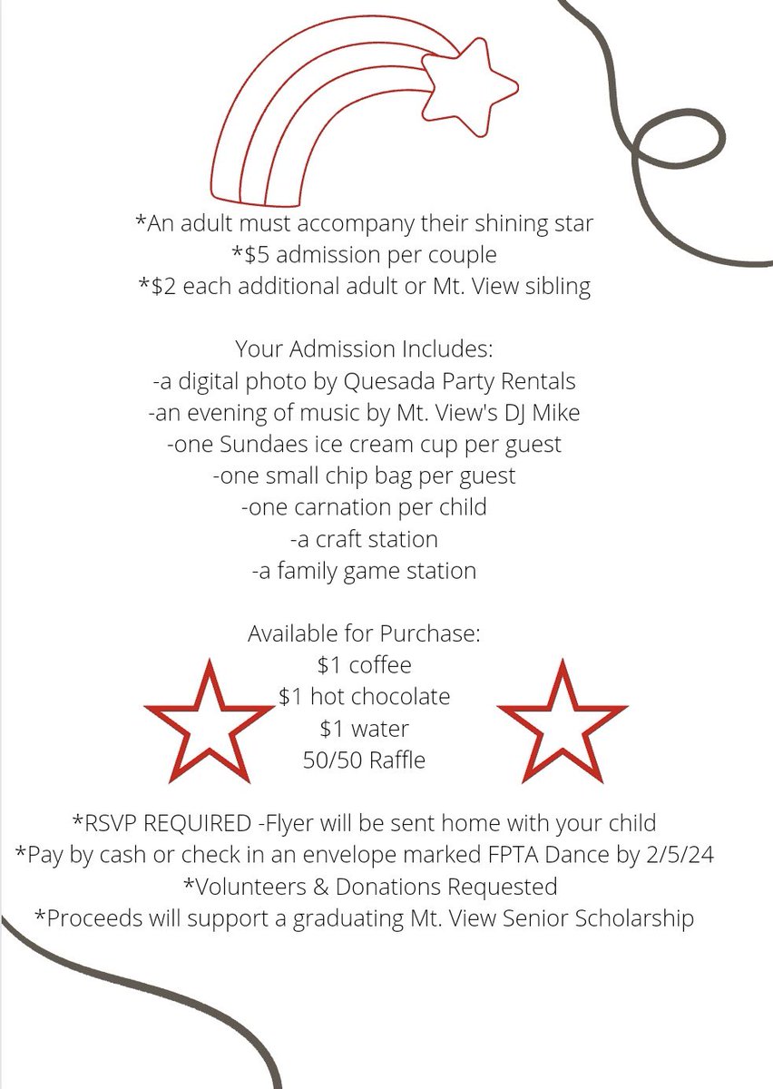 Calling all MV girls for a night of dancing, music, refreshments and fun! The MV Girl's Evening Under The Stars Dance will be held on Feb 9th from 6-8:30pm at the Mount Olive Middle School cafeteria. RSVP for each student attending via the flyer that went home with your student.