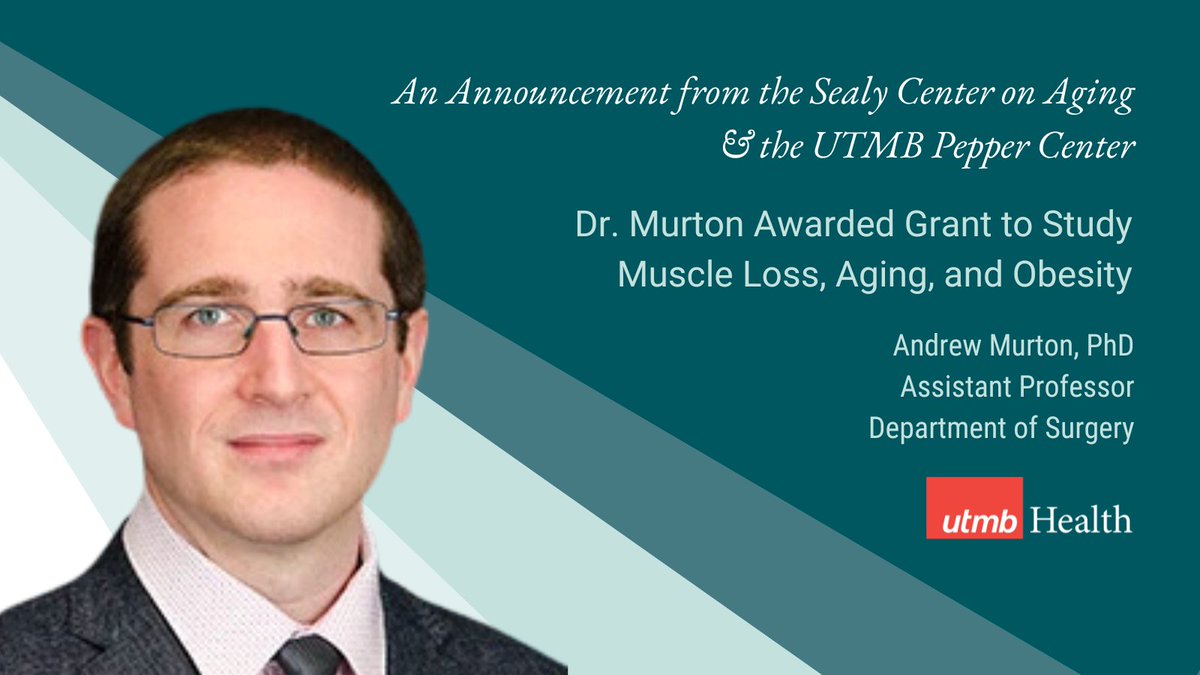 📢 UTMB Pepper Center Scholar Dr. Murton, in partnership with Dr. Juan Pablo Palavicini from the Barshop Institute for Longevity and Aging Studies at the University of Texas Health San Antonio, has secured a $100,000 grant from the Older American Independence Center @PepperOAIC👏