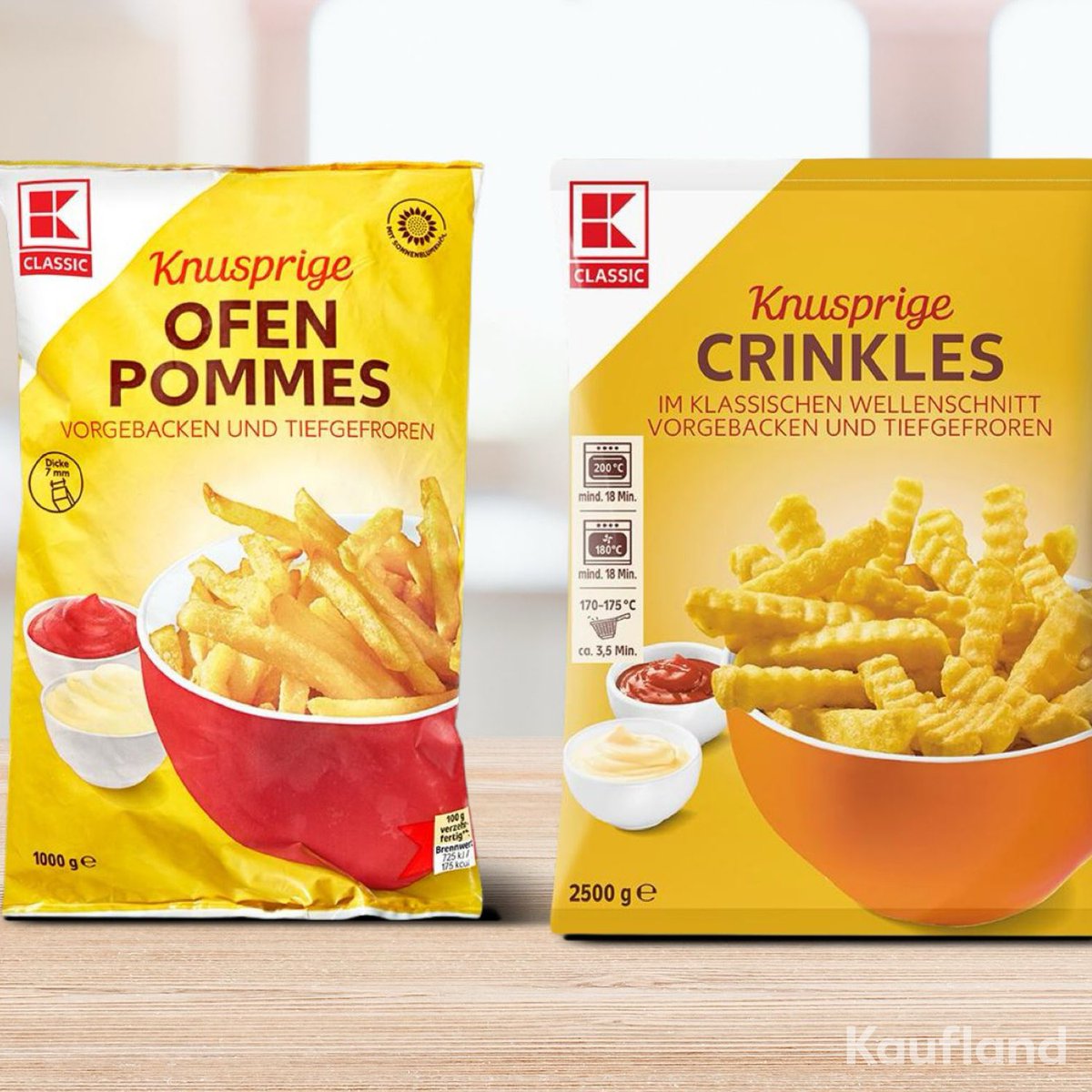 Doppelte Auszeichnung für K-Classic Pommes! 🍟 Bei #Öko-Test: Knusprige Ofen #Pommes 'gut' für Inhaltsstoffe. Bei #StiftungWarentest: Knusprige Crinkles 'gut (2,1)' und Preis-Qualitäts-Sieger. Qualität trifft Geschmack!