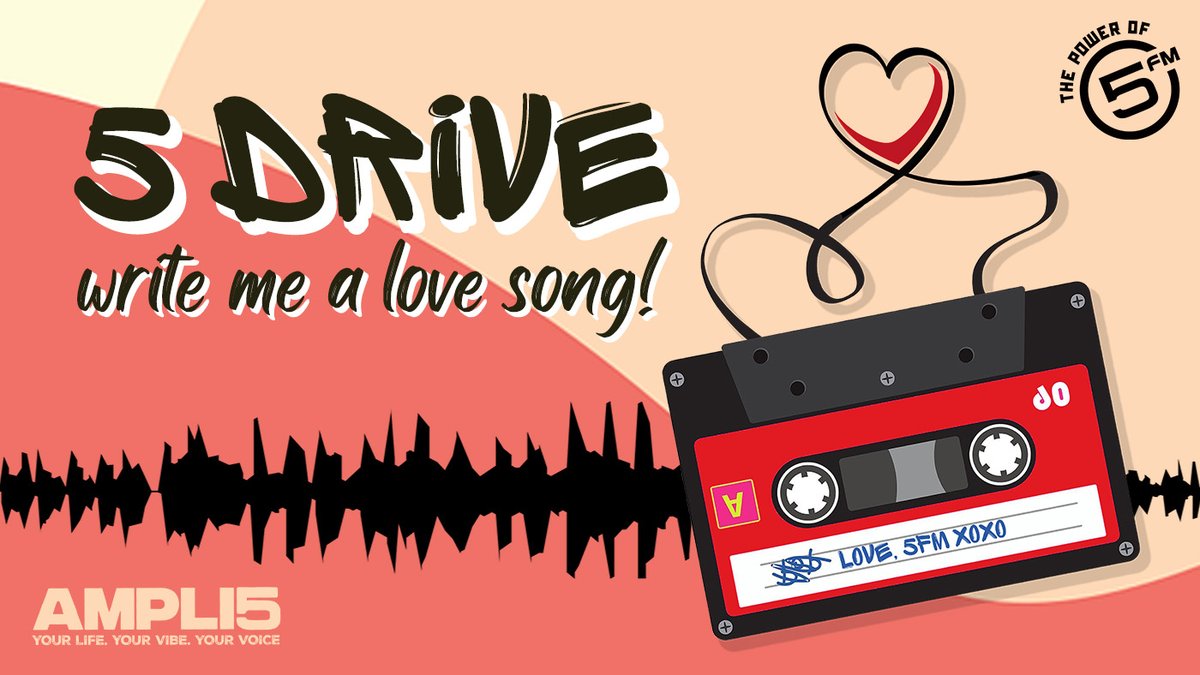 5FM's tweet photo. #Ampli5 your #ValentinesDay with an exclusive, tailor-made love song for your partner, written by #5Drive &amp; South Africa’s top musicians! 🇿🇦🎵

Go to the 5FM app, tell us why 5 Drive should write YOU a love song, and you could be a Valentine's hero! ❤️😍 https://t.co/V2Gpid1Z0e