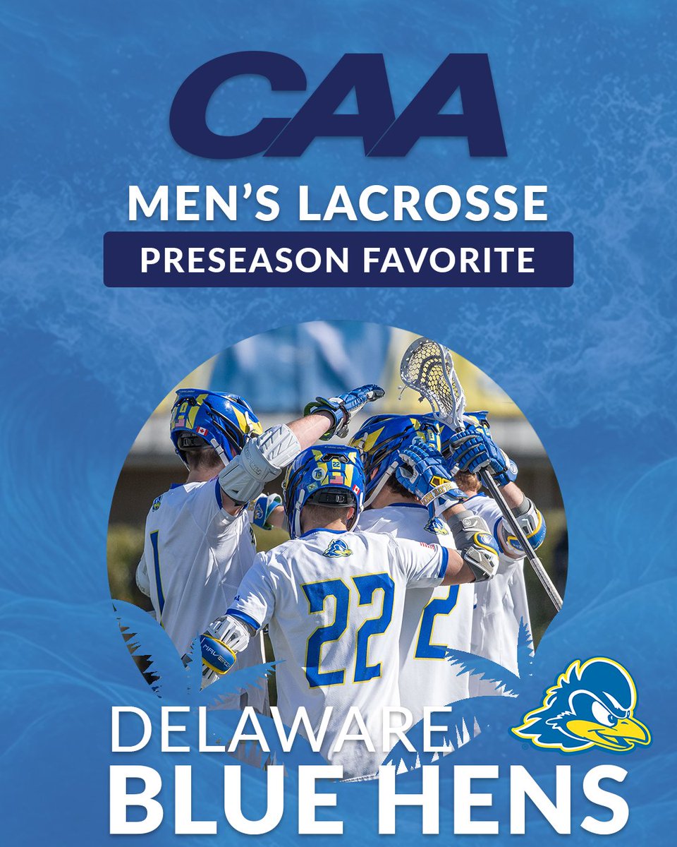 CAASports's tweet photo. Two-time defending Men's #CAALax Champion, @DelawareMLAX, was selected as the preseason favorite to hoist the team trophy again this spring🥍

➡️ https://t.co/v48DYflaDt https://t.co/Sx0sWbUffq