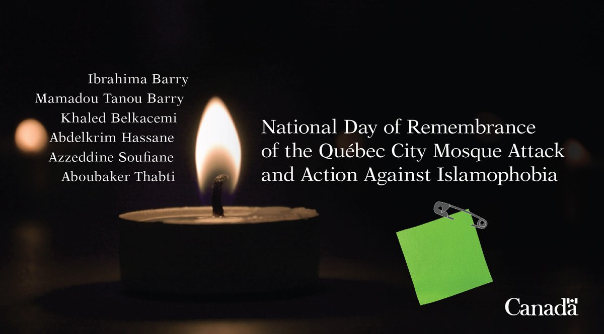 CdnHeritage's tweet photo. Today is about remembrance and reflection.

Together, let's continue to stand against Islamophobia and hate in all their forms.

Read Minister Khera’s statement: https://t.co/DPzzAz1EuX

#QuebecMosque https://t.co/h9rLYaasZR
