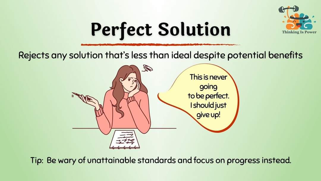 ScienceNotDogma's tweet photo. A Perfect Solution Fallacy (often used by trolls) relies on black-and-white thinking, oversimplifying complex situations and creating a #falsechoice between perfection and inaction.🤔
Yet solutions don’t need to be perfect to still provide many benefits.
https://t.co/onerovWLxu https://t.co/TKwIZsVNDB