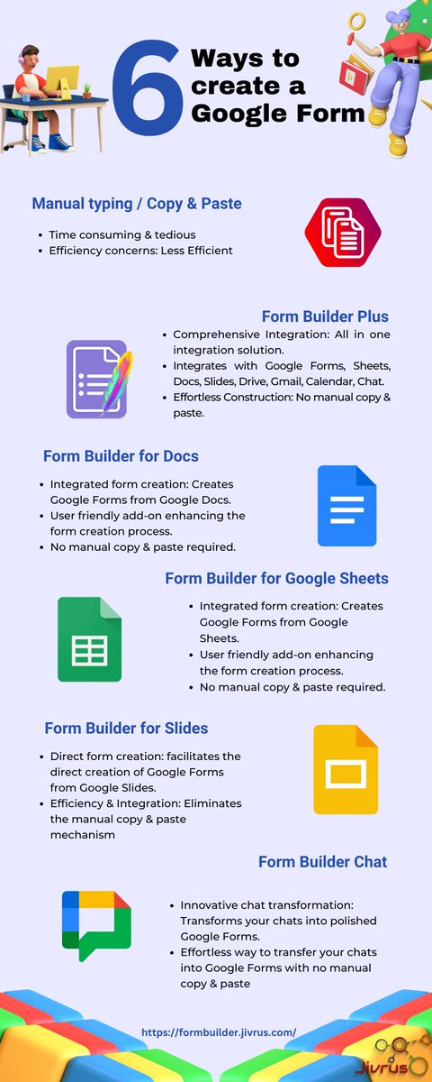 Discover the myriad ways to craft seamless forms for your needs:

Explore the versatility of form creation! Which method will you try first? Share your favorite below! 👇

Read more @ formbuilder.jivrus.com/features/form-…

#GoogleForms #FormCreation #TechTutorials #GoogleWorkspace #FormBuilder