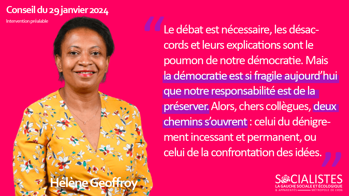 SocialistesGL's tweet photo. ▶️ Ce matin, en ouverture du conseil, @HeleneGeoffroy s’est exprimée pour le groupe #Socialiste
❌ En ce début d’année, certains maires ont utilisé les cérémonies des vœux pour cliver, fracturer et flirter avec l’anathème.
👉 À lire ici : https://t.co/BkRrXYbCVo
#DirectGL
1/ https://t.co/qa19lEdvG2