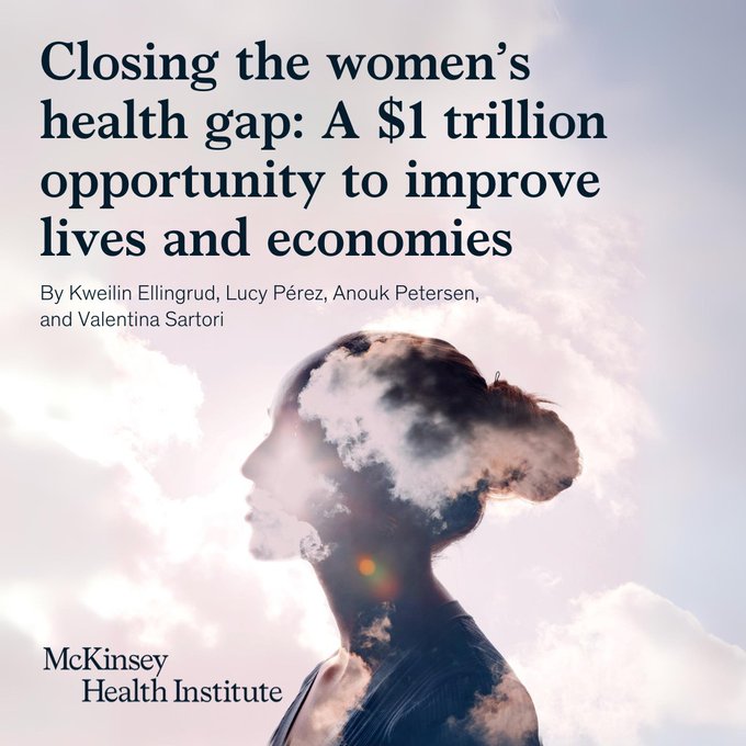 McKinsey_MGI's tweet photo. A new report from @wef and McKinsey Health Institute finds that addressing the women's #health gap can help the world’s 3.9 billion women live healthier lives–and boost the global economy by more than $1T annually. Explore the research: https://t.co/Lc8K8BSI1E https://t.co/qsjInN6Sew