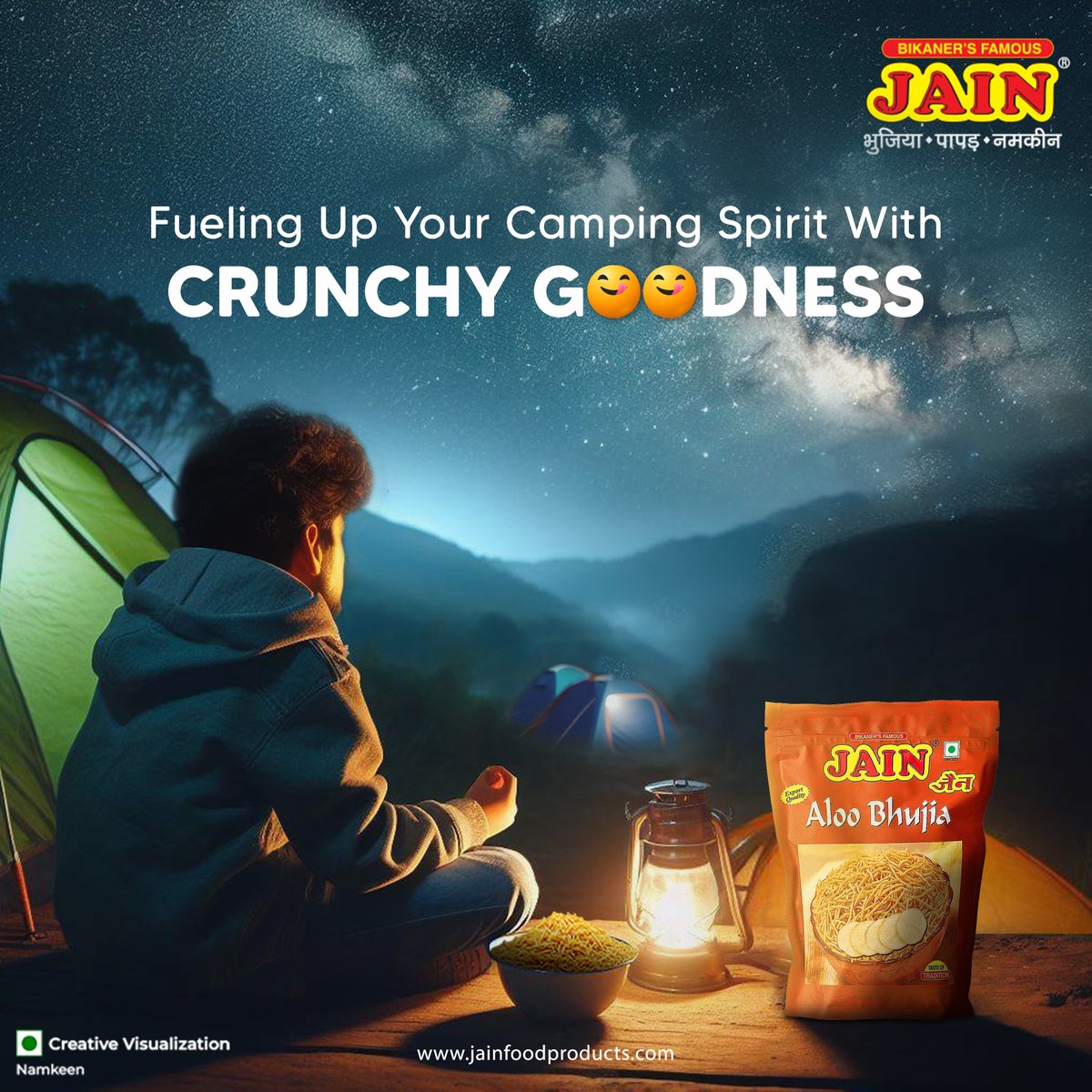 Campfire vibes and Aloo Bhujia crunch – ignite your camping spirit with the perfect snack! 🔥🏕️ Grab a handful of crunchy goodness and let the outdoor adventures begin!

#AlooBhujia #JainFoodProducts #JFP #Camping #CampingTrip #CampingLife #CampingVibe #CampingSnacks