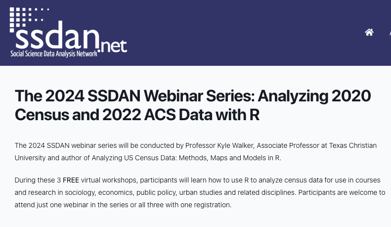 kyle_e_walker's tweet photo. I'm excited to announce another FREE webinar series on using @uscensusbureau data in #rstats, hosted by @UMich @UMSSDAN!

This year's webinar series is titled "Analyzing 2020 Census and 2022 ACS Data with R."  

Register here: https://t.co/uAeEncYqgU

More info in this 🧵: https://t.co/9C5zpiD0Cq