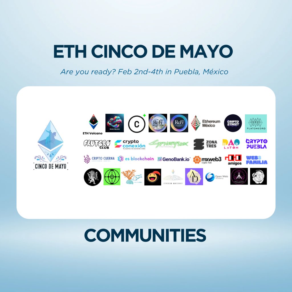 ¡@ReFimedellin se une a la fiesta en @ETHCincodeMayo! 🎉
 ¡Te esperamos para una experiencia única! 🌐 

📆 Feb 2-4
📍 Puebla 🇲🇽