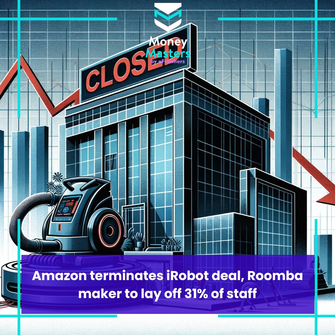 Significant shift at iRobot: Amazon ends deal, leading to 31% workforce reduction. 🏭🚫 A difficult turn for the robotic vacuum manufacturer amid changing market dynamics. #TechNews #iRobotLayoffs #BusinessDecisions #MarketImpact by CNBC