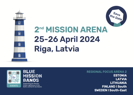 ✨ #BlueMissionBANOS is back! Save the date for our next #MissionArena on 25-26 April in Riga 🇱🇻.  

We are looking forward to two full days of discussions on the blue economy, this time with a regional focus on the Baltic States. Stay tuned for more info!
bluemissionbanos.eu/event/2nd-miss…