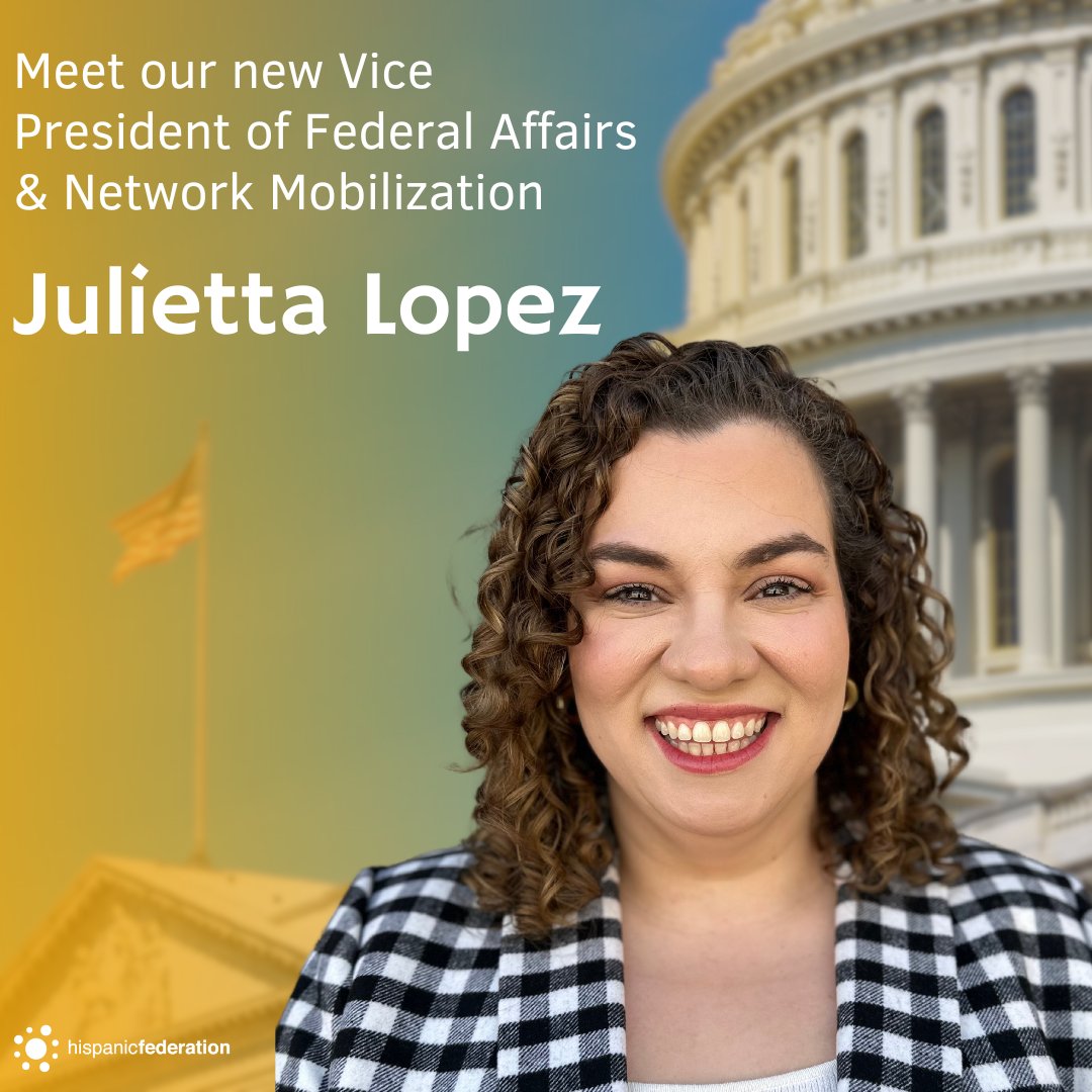 HispanicFed's tweet photo. We are proud to announce Julietta Lopez as our new Vice President of Federal Affairs and Network Mobilization! Please join us in welcoming Julietta Lopez to the HF Family! Click the link below to learn more: https://t.co/uPwtbP8QS5 https://t.co/wJiM8pvhMH