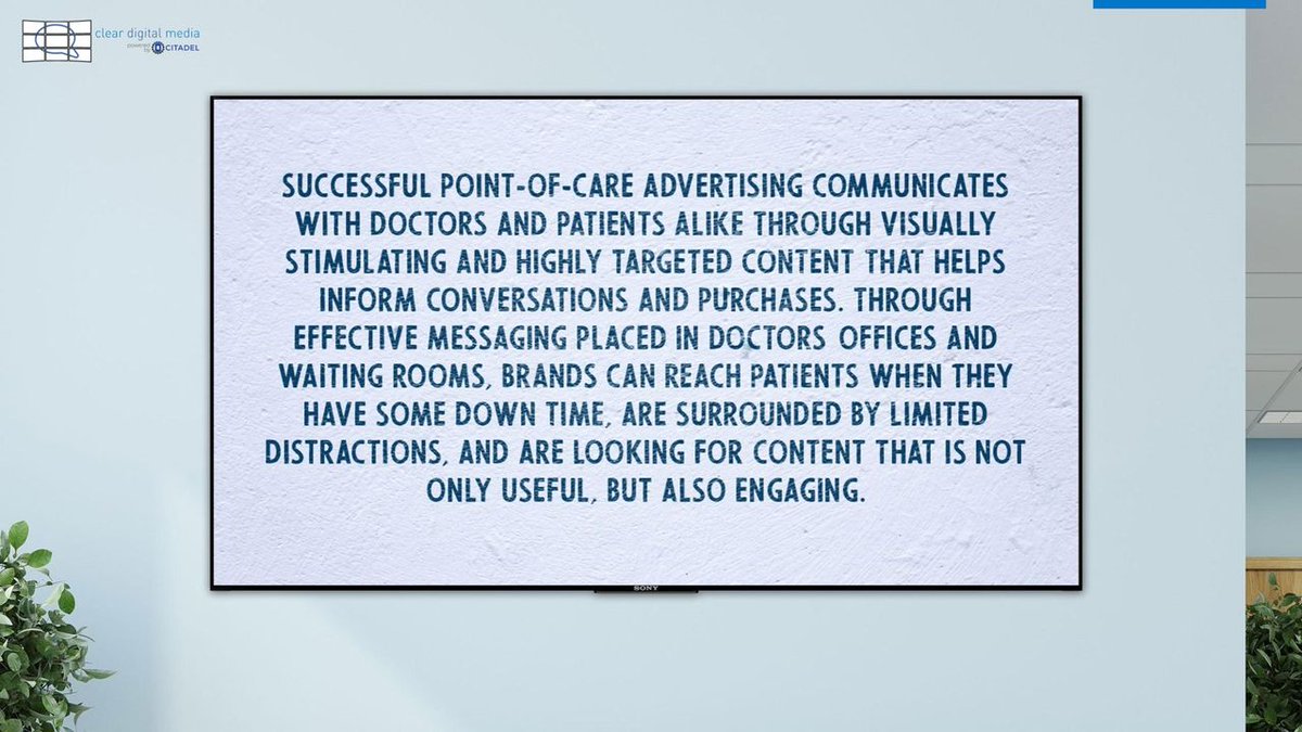 Visit cleardigitalmedia.net for all of your point of care marketing needs!