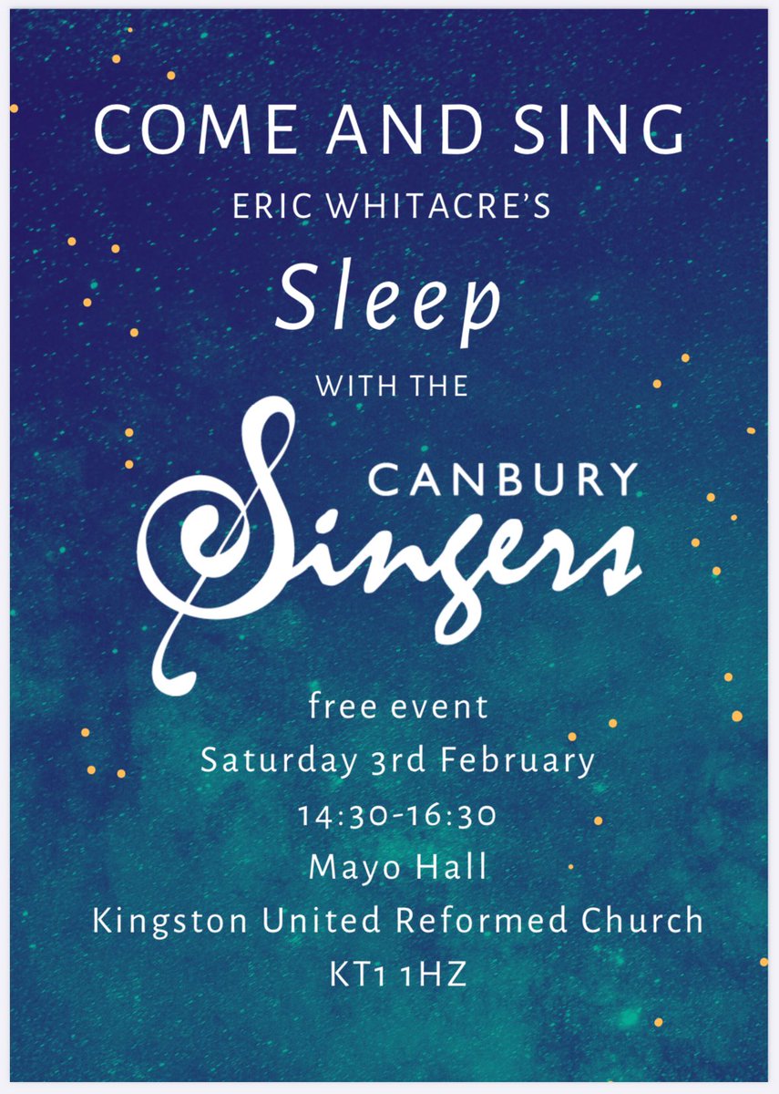 @NKingstonChoir @Kingston_Music @KingstonChoir @KingstonOrpheus @FKMSKingston @WOIKingston @AdultEdKingston @twickchoral @thewychelm Please share far and wide. FREE event this Saturday for anyone that fancies singing for a couple of hours. www.ticketsource/canburysingers