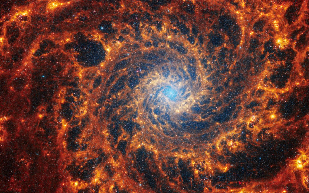 esa's tweet photo. 🤩✨ The NASA/ESA/CSA James #Webb Space Telescope has uncovered a treasure trove of 19 spiral galaxies!

This new set of exquisite images show stars, gas, and dust on the smallest scales ever observed beyond our own galaxy.

To see all the images 👉 https://t.co/gsdi1TvyIk