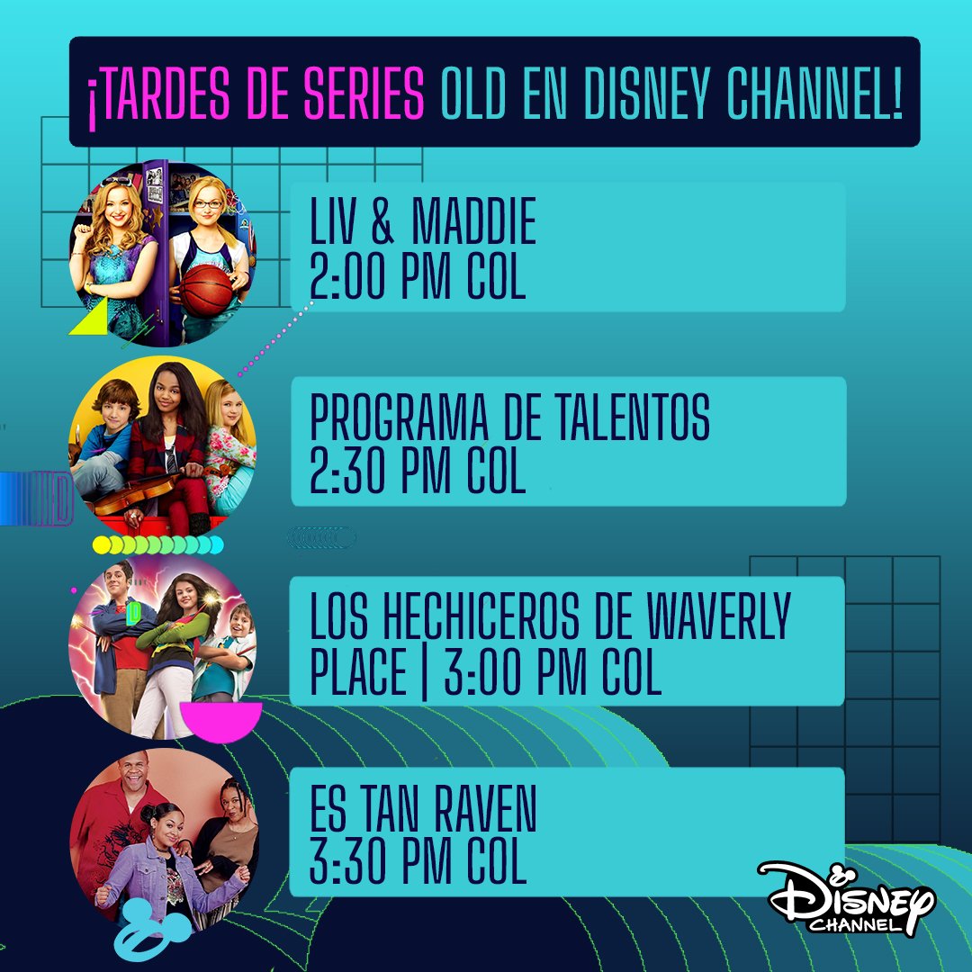 DCNewsLatino's tweet photo. ¡Las mejores series están aquí!✨. HOY revive un episodio de tus series favoritas como #LivAndMaddie #ProgramaDeTalentos #LosHechicerosDeWaverlyPlace y #EsTanRaven🤩. ¡Todo esto y mucho más solo en #DisneyChannel!🎬. https://t.co/sx4tSp4CuP
