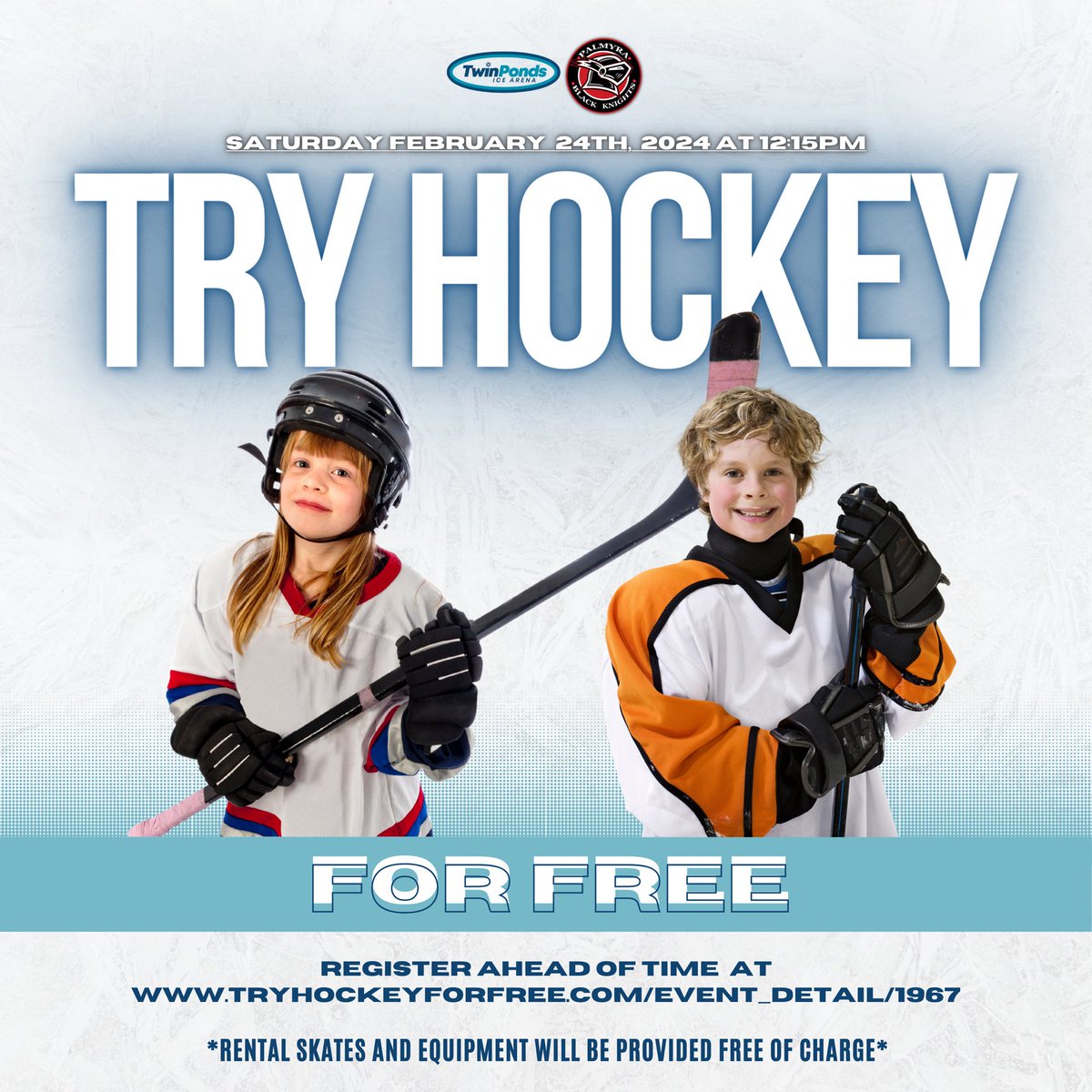 📣Join Us For Our Try Hockey For FREE Event, Saturday February 24th at 12:15pm!

🏒New Year, New Skill! Discover the excitement of the ice! Lace up your skates, grab a stick, and let’s kick off the year with a slapshot of fun! Must pre-register ⬇️

tryhockeyforfree.com/event_detail/1…