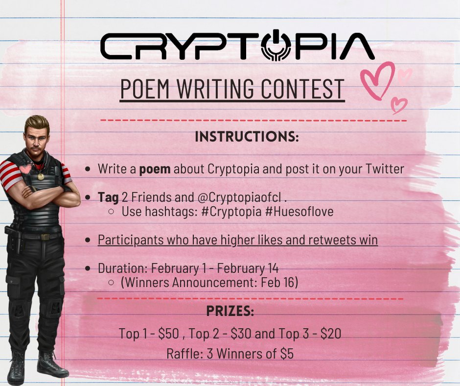 Join us in celebrating the vibrant spirit of our Cryptopia community with the 'Hues of Love' Poem Writing Contest! 🌈✨ This is our way of expressing gratitude to the amazing members who have been supporting Cryptopia. Share your poetic expressions and stand a chance to win