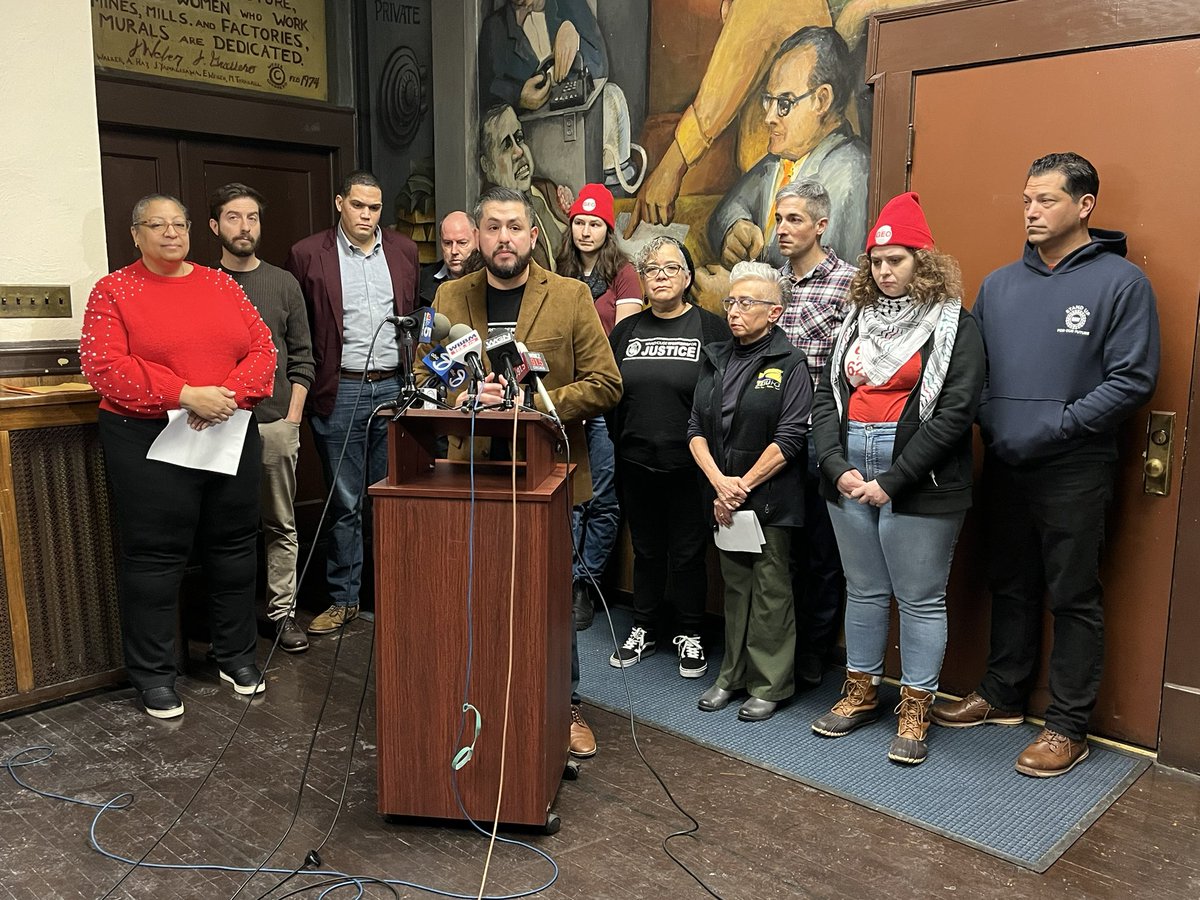 Union leaders endorse a ceasefire resolution set for a Council vote Wednesday. Groups include SEIU, the United Electrical workers, Chicago Teachers Union, AFSCME, the United Auto Workers, National Nurses United, Graduate Employees Organization, and Warehouse Workers for Justice,