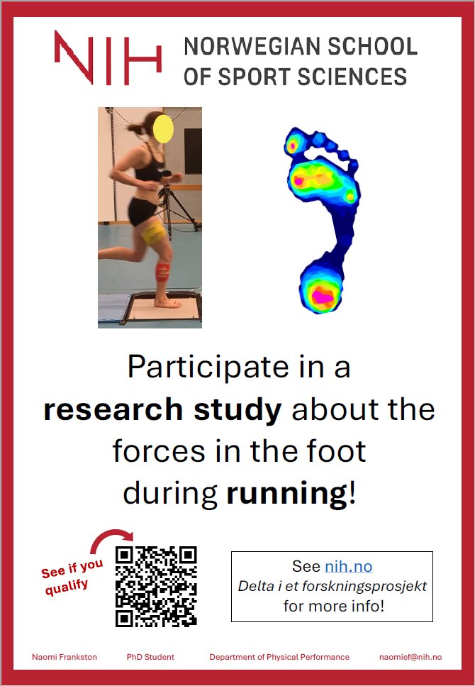 Vi søker etter løpere som er interessert i å delta i et forskningprojekt ved Norges Idrettshøgskolen! Du kan lære mer om hvordan du løper! Se nettsiden for mer info: nih.no/forskning/delt…