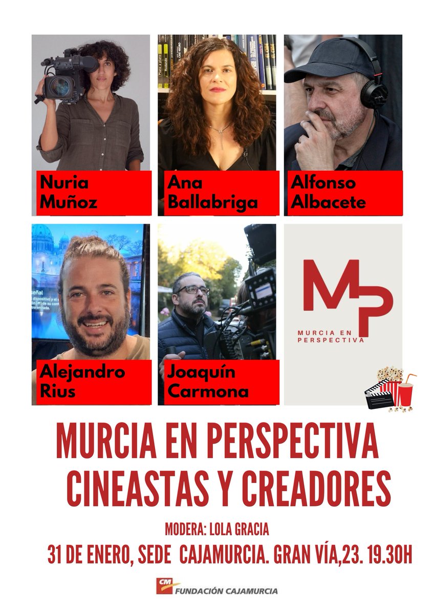 Te esperamos el miércoles para hablar del cine que se hace, se piensa, se escribe desde Murcia para el mundo. Nuestros creadores y creadoras :) @FCajamurcia @alfonsoalbacet @cinemurasociaci @GrupoMaskeline @biopicfilms @biopicfilms @Nuria_neXus @BallabrigaAna