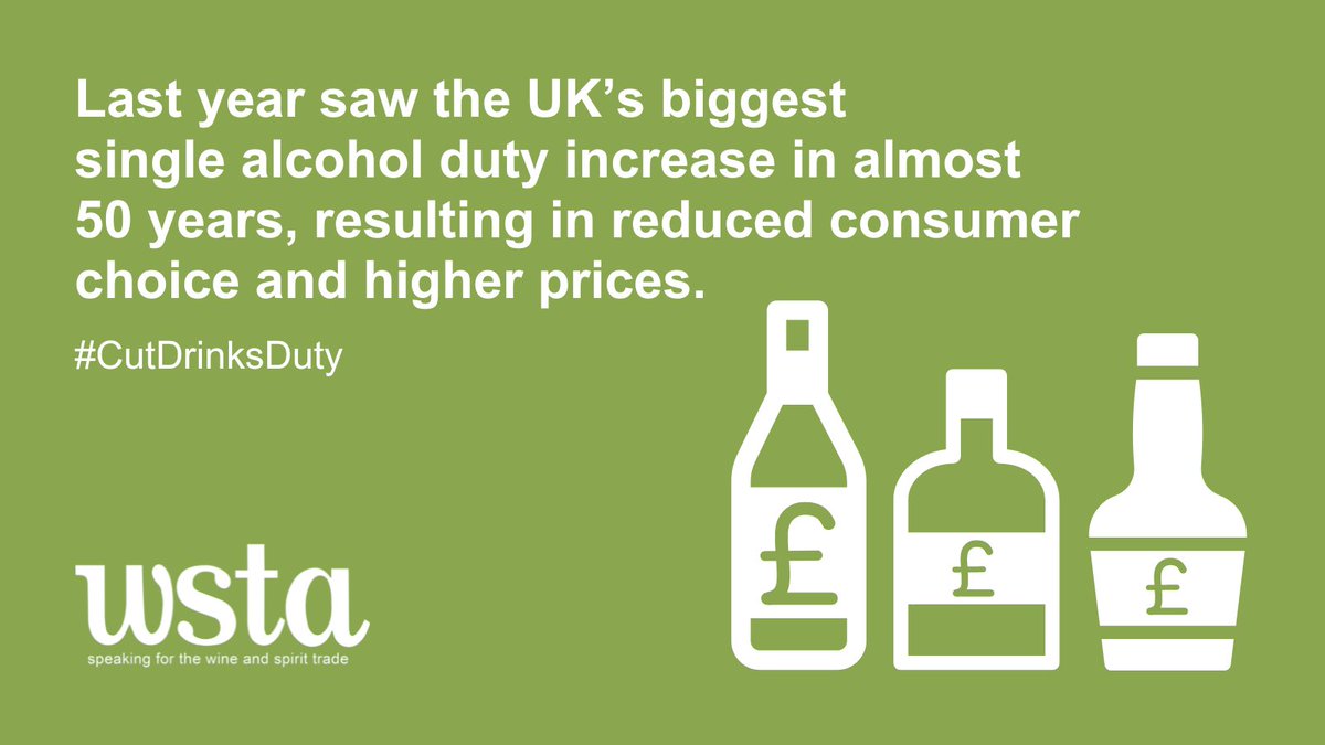 We're calling on the Chancellor <a href="/Jeremy_Hunt/">Sir Jeremy Hunt MP</a> to cut #wine &amp; #spirit duty at the #Budget on March 6th.

A cut to alcohol duty =
✂️ a much needed boost for British Businesses
✂️ more revenue to the Exchequer
✂️ &amp; helps keep prices down for consumers 

 Bring down alcohol inflation