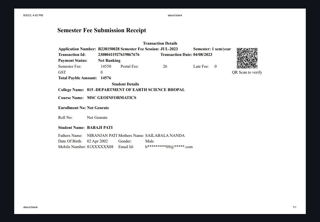 BabajiPati's tweet photo. Despite canceling admission from Barkatullah Uni, Bhopal, the fee refund process has not been done, also Versity staff are ignoring calls &amp; applications n also after filing a complaint in Esamaadhan(UGC Fee refund Policy 23_24) since 3 months.#RefundDelay 
@ugc_india @mamidala90 https://t.co/eEMP1DZ9wp