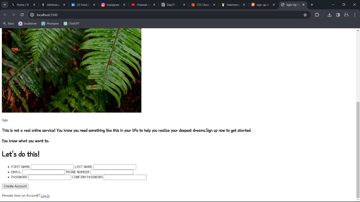 Abhimanyu_codes's tweet photo. ✅ Day 28 of the #100DaysOfCode challenge.
✅ Explored form validation, covering text length, combining validations, number range, pattern validations, and styling validations.
✅ Initiated a sign-up form project.
#CodingJourney #WebDevelopment #FormValidation #SignUpForm https://t.co/UXCr6ZrfZV