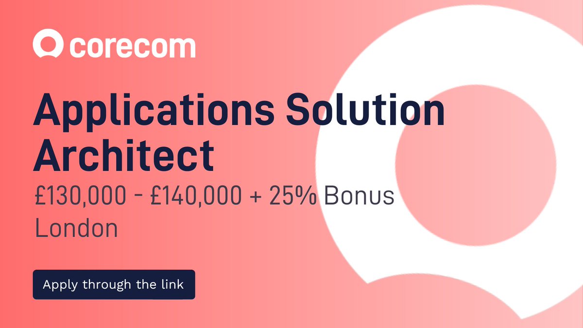 Do you want to play a crucial role in influencing stakeholders within the business?

You will need to have a proven track record in agile and waterfall methodologies, as well as experience in managing architect teams. Apply here - corecomconsulting.co.uk/jobs/applicati…

#SolutionsArchitect