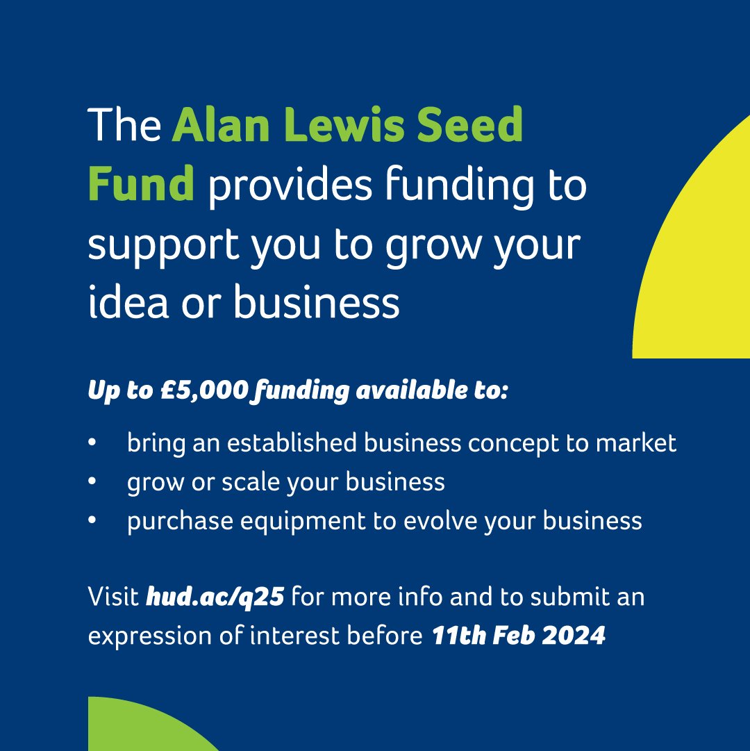 Join us at 4pm for an online information session about the Alan Lewis Seed Fund!

hud.ac/rc2