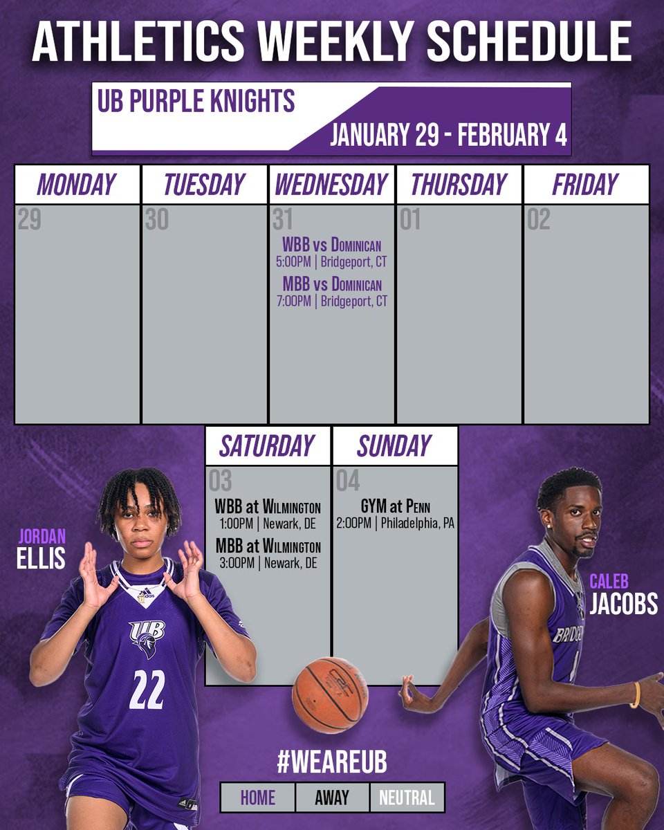 𝗧𝗵𝗶𝘀 𝗪𝗲𝗲𝗸 𝗶𝗻 𝗔𝘁𝗵𝗹𝗲𝘁𝗶𝗰𝘀 ⚔️💜
A pair of midweek home Basketball games and Gymnastics heads to Philly on Sunday!