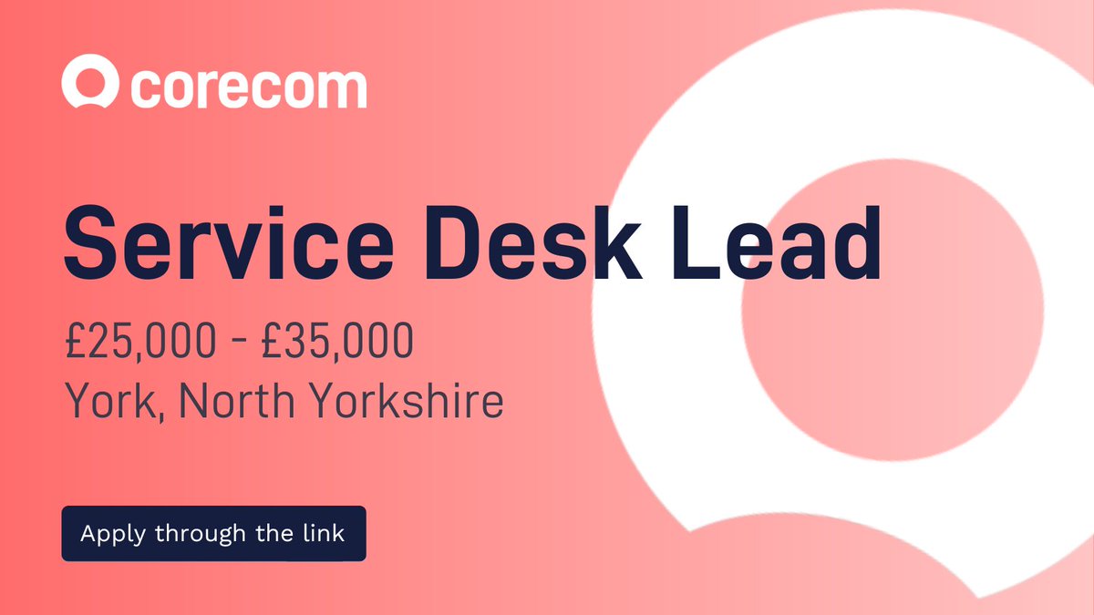 Would you like to join a leading SaaS company in their field and help build out the maturity of their Service Desk?

If you have experience working on a Service Desk and managing tickets using a Service Management tool - ideally Jira, then click here - corecomconsulting.co.uk/jobs/service-d…