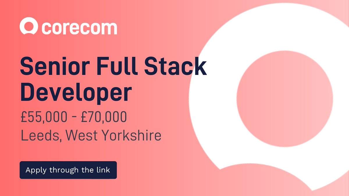 Our client specialises in developing cutting-edge products tailored for the healthcare sector, as they extend their business presence into Leeds, we're actively seeking a Senior Full stack Developer to join their team !

Find out more here - corecomconsulting.co.uk/jobs/senior-fu…

#FullStackDev
