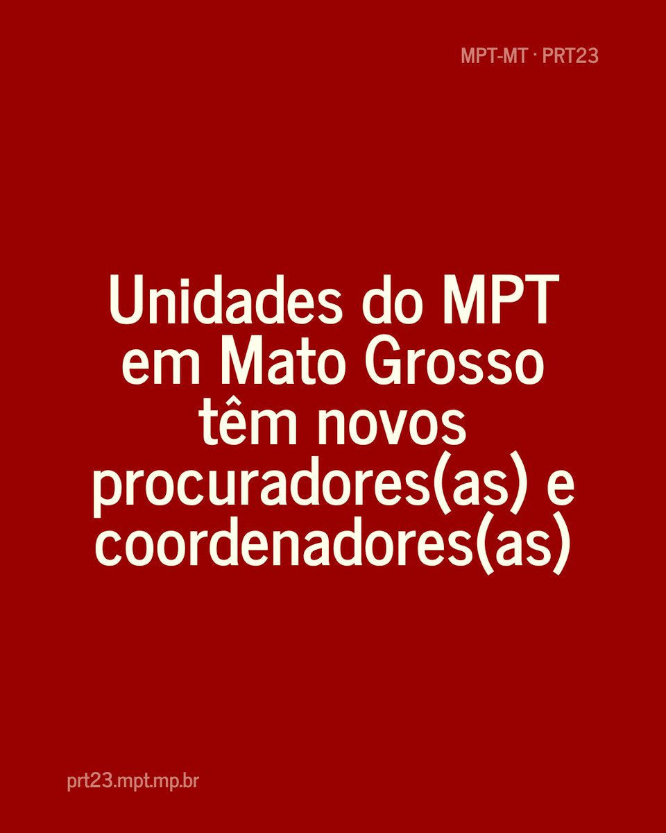 MPT_MT's tweet photo. Após o mais recente concurso nacional de remoção realizado pelo Ministério Público do Trabalho (MPT), uma nova composição foi definida para a Procuradoria Regional do Trabalho da 23ª Região (PRT23).

ꜱᴀɪʙᴀ ᴍᴀɪꜱ ᴇᴍ:
https://t.co/jIIezaORHI https://t.co/XikPzNHEl0