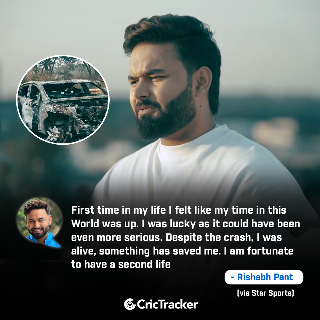Rishabh Pant reflects on his initial thoughts following a near-fatal accident.