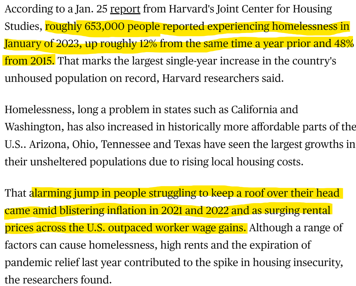 Homelessness is SKYROCKETING due government artificial home/apartment price manipulation and inflation.

Homelessness is 48% higher than 2015