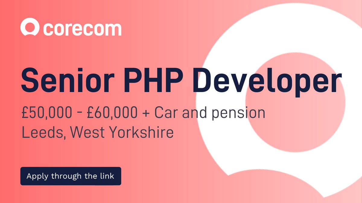 Our clients is looking to expand their Software Dev team due to growth of SaaS platform.

They're looking for someone that has experience with PHP and AWS, strong commercial awareness, and work on highly innovative products. Apply here - corecomconsulting.co.uk/jobs/senior-ph…

#PHPDev #AWS #Dev